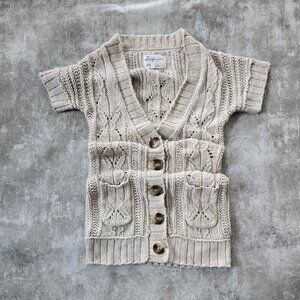 vintage aeropostable | Y2K cream chunky cable knit short sleeve sweater  | WMS M